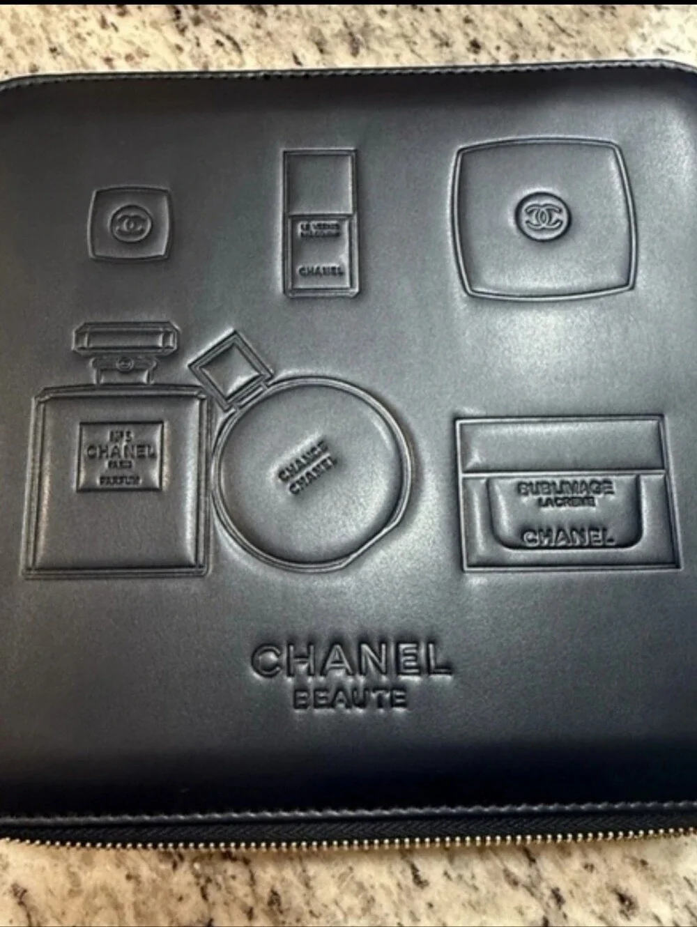 Black Embossed Cosmetic Case